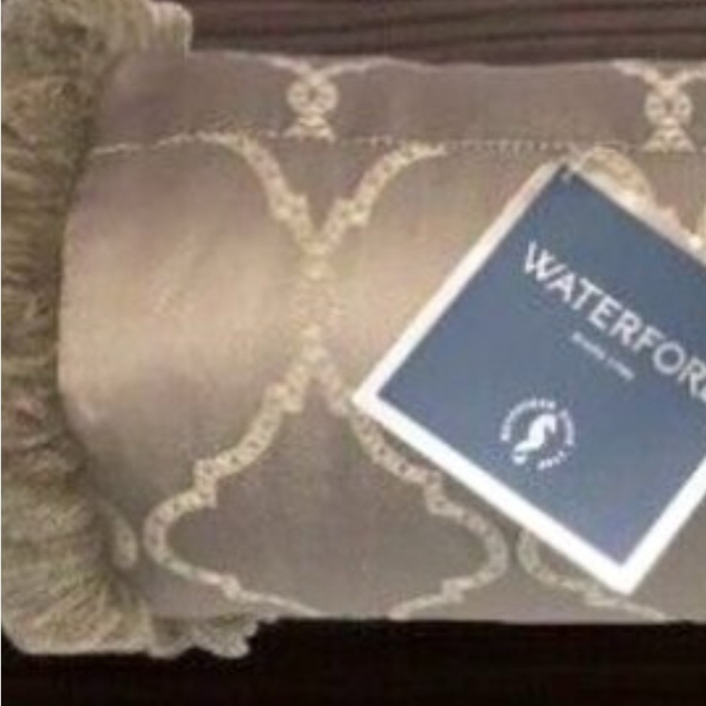 Waterford Hazeldene Neckroll Pillow Ogee Design with Fringe Edges